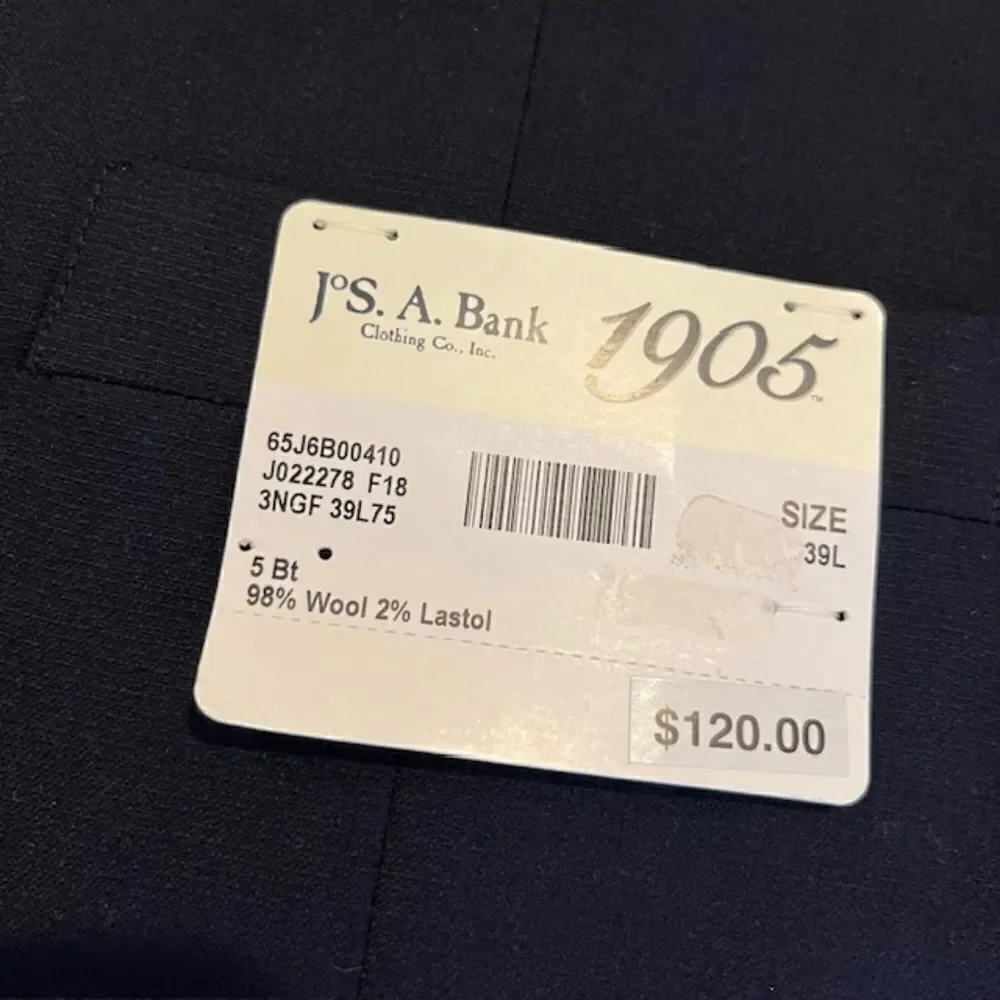 NWT Jos. A. Bank Men's Navy Dress Vest 98% Wool 39 Long‎